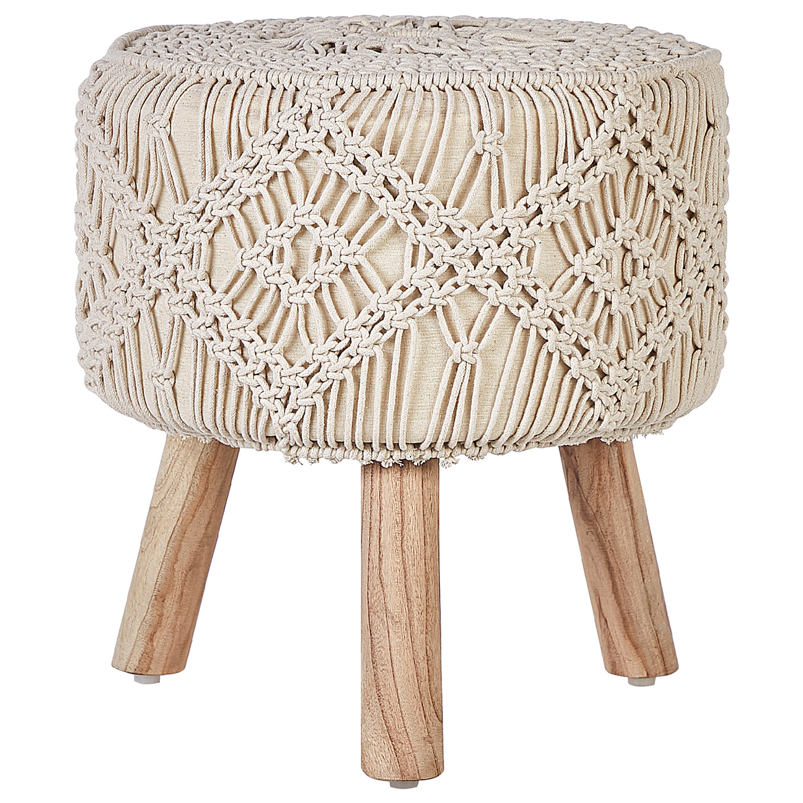 Voetenbankje katoen macrame beige MANZAI