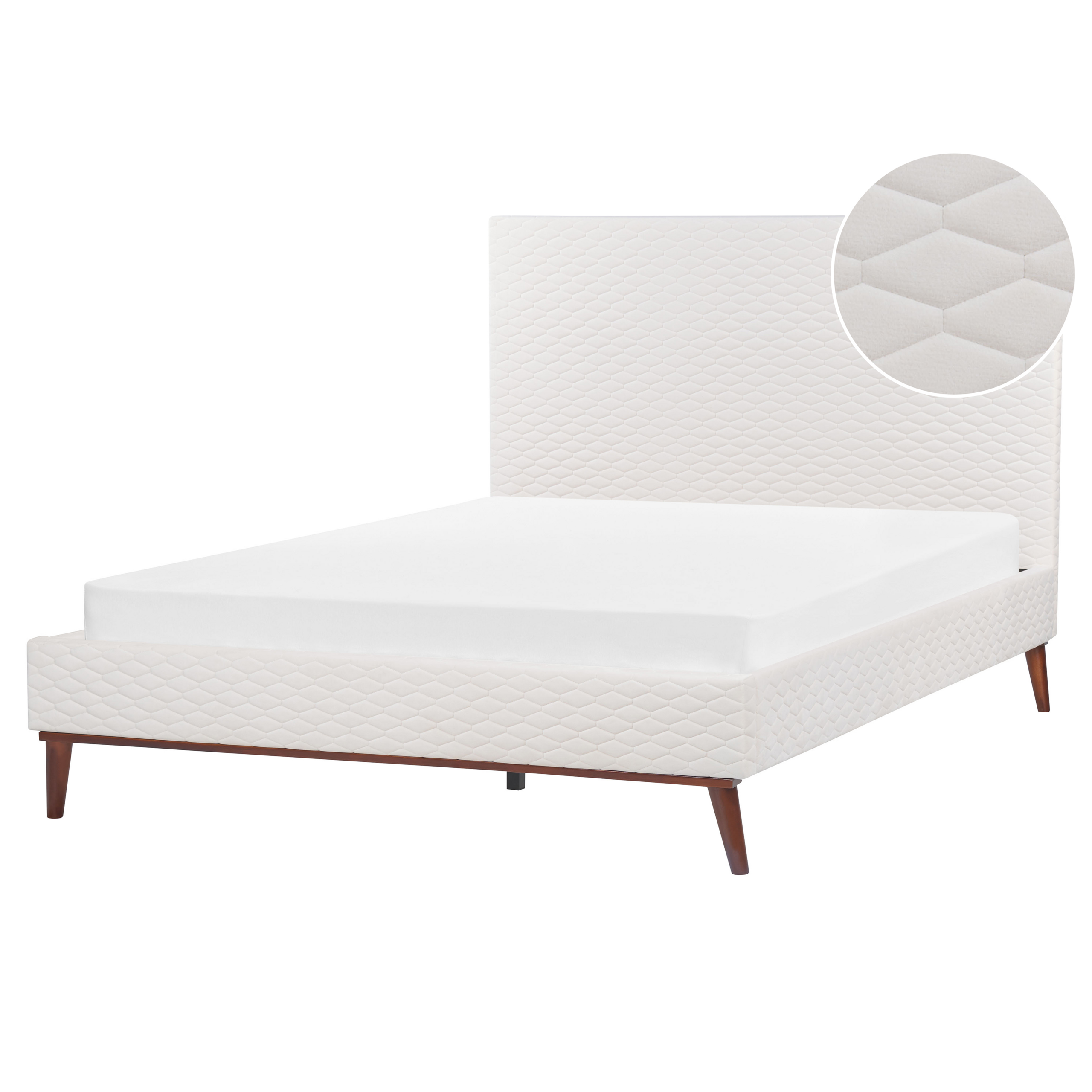 Bed fluweel wit 140 x 200 cm BAYONNE